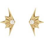 14K Gold Diamond Starburst Stud Earrings