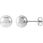 14K White Gold Ball Stud Earrings 3mm to 8mm