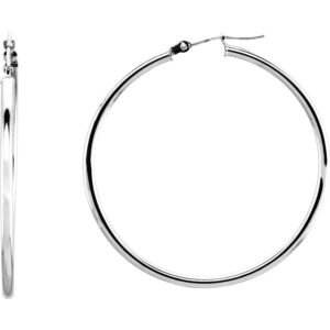 14K White Gold Hoop Earrings 40mm​