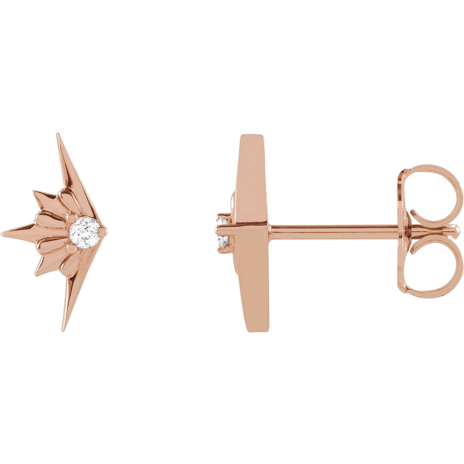 14K rose Gold Diamond Starburst Stud Earrings