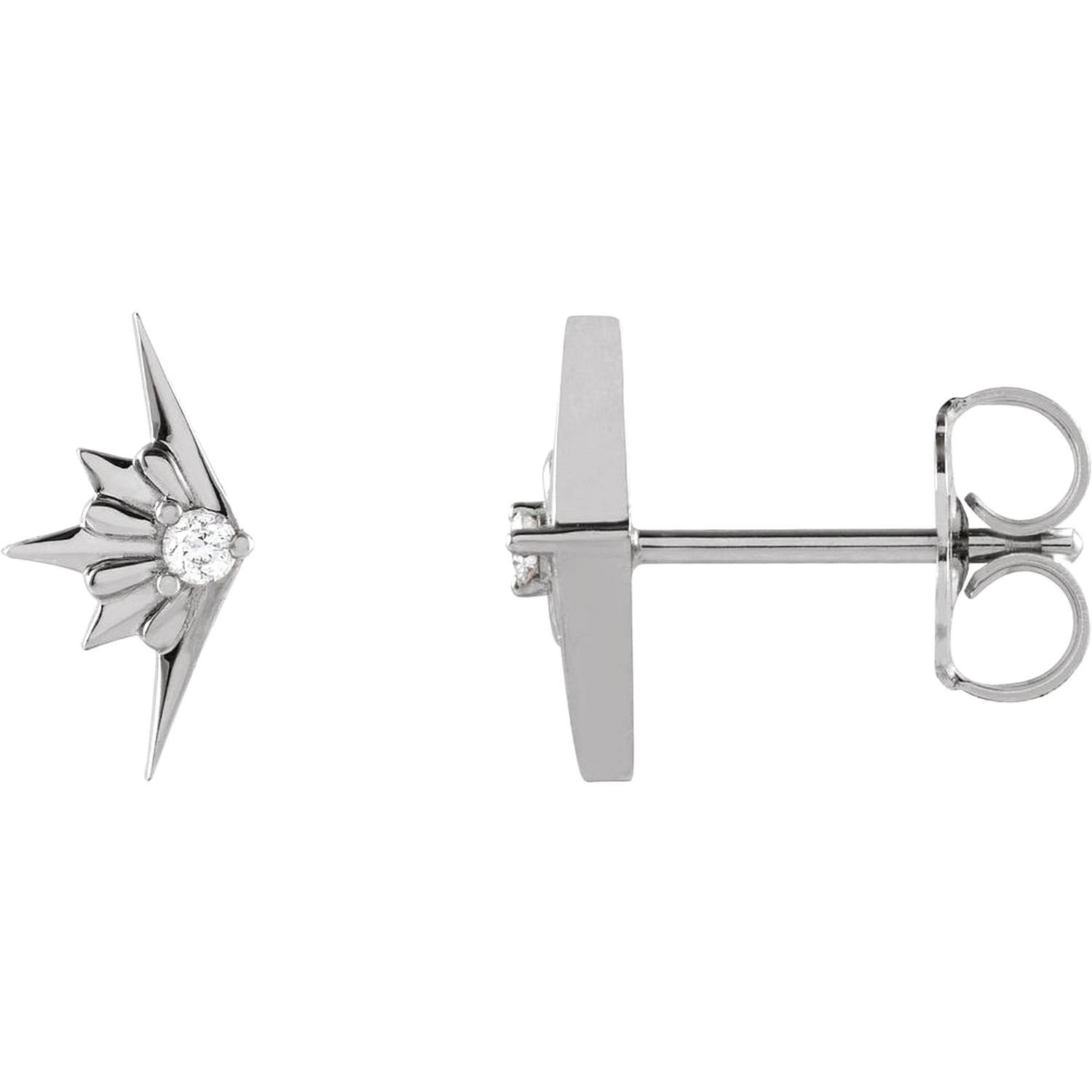 14K white Gold Diamond Starburst Stud Earrings