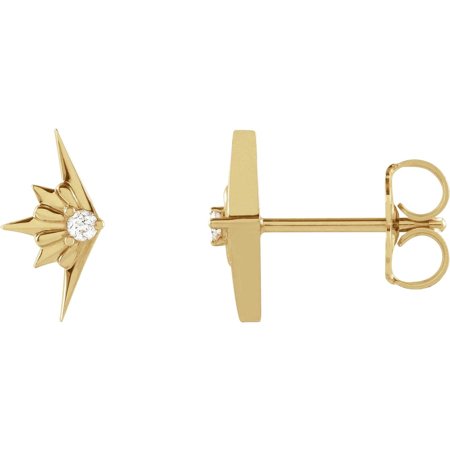 14K yellow Gold Diamond Starburst Stud Earrings