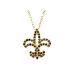 14K Gold Black Diamond Fleur-de-Lis Necklace