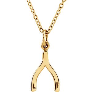14K Gold Wishbone Necklace