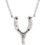 14K White Gold Diamond Wishbone Necklace
