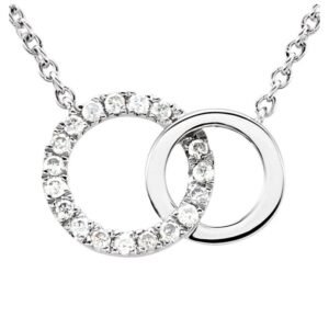 14k White Gold Diamond Interlocking Circle Necklace