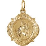 Solid 14K Yellow Gold Scapular Necklace