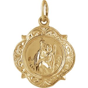 Solid 14K Yellow Gold Scapular Necklace